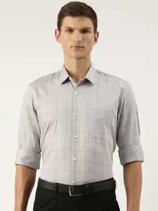 Peter England Slim Fit Windowpane Checks Cotton Formal Shirt