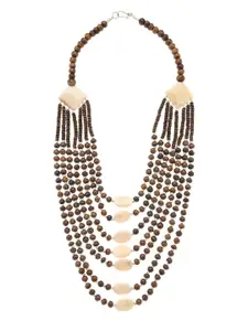 Bamboo Tree Jewels Brown & Cream-Coloured Tribal Necklace