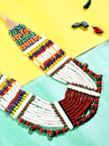 Bamboo Tree Jewels White & Green Tribal Necklace