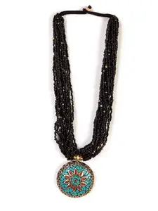 Bamboo Tree Jewels Black & Gold-Toned Necklace
