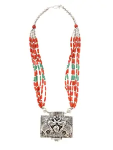 Bamboo Tree Jewels Red & Green Tribal Necklace