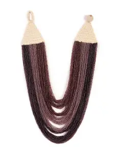 Bamboo Tree Jewels Black & Maroon Tribal Necklace