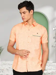 Kuons Avenue  Smart Slim Fit Self Design Linen Cotton Casual Shirt