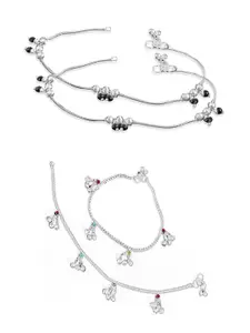 RUHI COLLECTION Set Of 2 Silver-Plated Anklets
