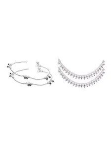 RUHI COLLECTION Set Of 2 Silver-Plated Anklets