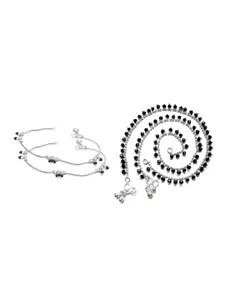 RUHI COLLECTION Set Of 2 Silver-Plated Anklets