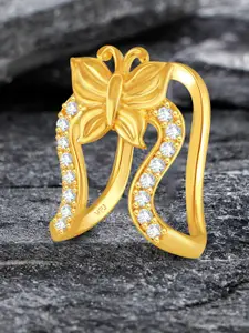 Vighnaharta Gold-Plated & CZ Stone-Studded Finger Ring