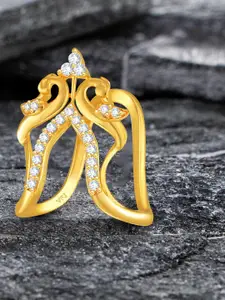 Vighnaharta Gold-Plated CZ-Studded  Finger Ring