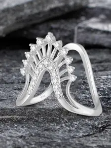 Vighnaharta Silver-Plated CZ-Studded Finger Ring