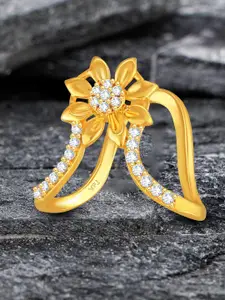 Vighnaharta Gold-Plated Cubic Zirconia-Studded Ghoda Vanki Ring