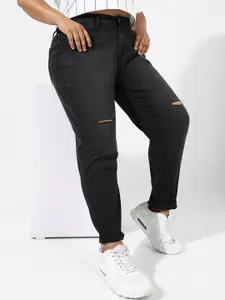 Instafab Plus Women Mid-Rise Jean Skinny Fit Slash Knee Stretchable Cotton Jeans