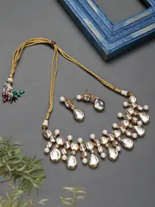 AURAA TRENDS Gold Plated Kundan Studed Necklace & Earrings