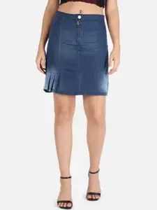 The Dry State Blue Washed Mid-Rise Mini Denim Skirt