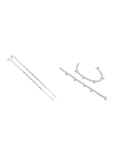 RUHI COLLECTION Set Of 4 Silver-Plated Anklets