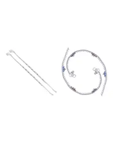 RUHI COLLECTION Set Of 4 Silver-Plated Stone Anklets