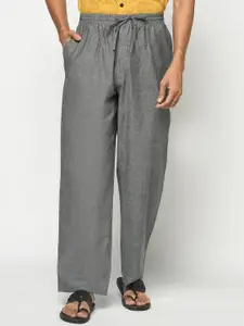Fabindia Men Mid-Rise Cotton Parallel Trousers