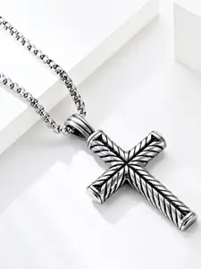 Peora Silver-Plated Cross Shape Pendant Necklace Chain