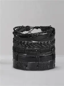 Peora Men Set Of 5 Synthetic Leather Multistrand Bracelet