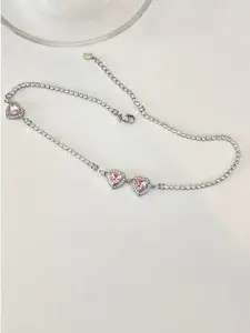 Peora Silver Plated Cubic Zirconia Studded Necklace
