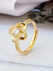 MYKI Gold-Plated CZ Studded Exclusive Eternal Star Finger Ring