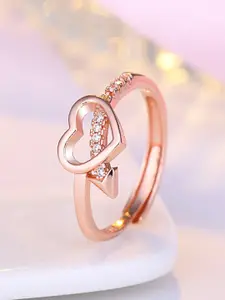 MYKI Rose Gold-Plated & CZ-Studded Adjustable Finger Ring
