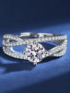 MYKI Silver-Plated & CZ-Studded Finger Ring