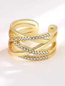 MYKI Gold-Plated CZ Studded Gorgeous Finger Ring