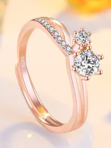 MYKI Gold-Plated CZ Studded Artistic Solitaire Finger Ring
