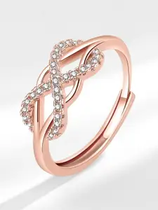 MYKI Silver-Plated CZ-Studded Infinity Finger Ring