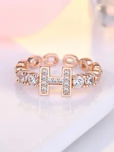 MYKI Rose Gold-Plated CZ Studded Elegant Finger Ring