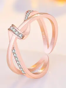 MYKI Gold-Plated CZ-Studded Adjustable Finger Ring