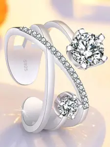 MYKI Women Silver-Plated CZ Studded Pleasing Solitaire Ring