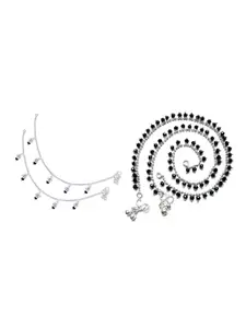 RUHI COLLECTION Set Of 4 Silver-Plated Beaded Anklets