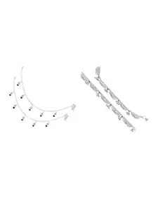 RUHI COLLECTION Set Of 4 Silver-Plated Beaded Anklets