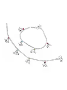 RUHI COLLECTION Set Of 4 Silver-Plated Stone & Beaded Anklets