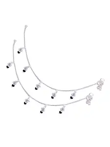 RUHI COLLECTION Set Of 4 Silver-Plated Beaded Anklets