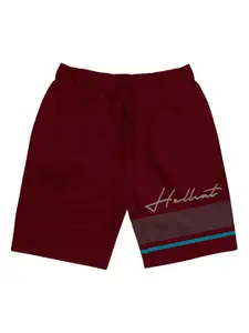 HELLCAT Girls Typography Printed Mid Rise Knitted Cotton Shorts