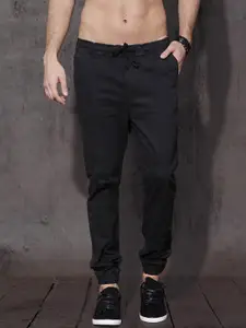 Roadster Men Black Slim Fit Pure Cotton Joggers