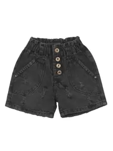 Lil Lollipop Girls Mid-Rise Highly Distressed Pure Cotton Denim Shorts