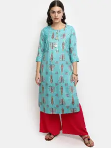 V-Mart Ethnic Motfs Printed Gotta Patti Pure Cotton Kurta