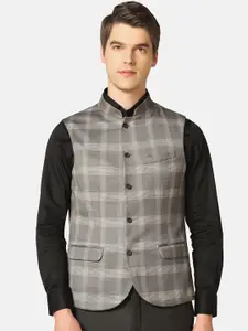 Blackberrys Slim-Fit Checked Reversible Bandhgala Nehru Jacket