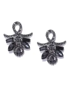 YouBella Grey Silver-Plated Contemporary Drop Earrings