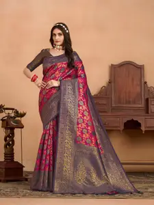 MIMOSA Floral Woven Design Zari Kanjeevaram Saree