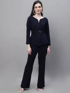 MARC LOUIS V-Neck Belted Top With Trousers