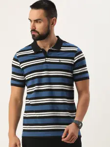 Parx Striped Polo Collar Pure Cotton T-shirt