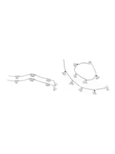 RUHI COLLECTION Set Of 4 Silver-Plated Textured Anklets