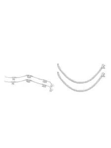 RUHI COLLECTION Set Of 4 Silver-Plated Ghungroo Detailed Anklets