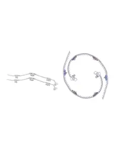 RUHI COLLECTION Set Of 4 Silver-Plated Beaded Anklets