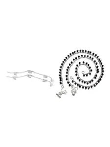 RUHI COLLECTION Set Of 2 Silver-Plated Beaded Anklets
