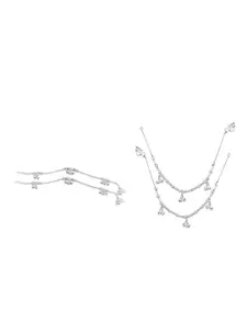 RUHI COLLECTION Set Of 4 Silver-Plated Anklets